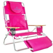 Ostrich Deluxe 3N1 Lightweight Outdoor Beach Lounge Chair w/Footrest, Pink